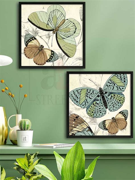 Buy Art Street Multi Set Of 2 Butterfly Canvas Painting Wall Art Wall