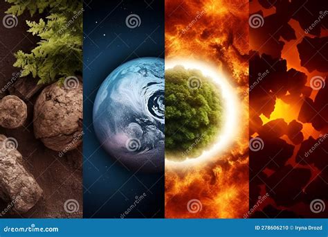 Composition Of The Four Natural Elements And Earth Generative Ai Content Stock Illustration