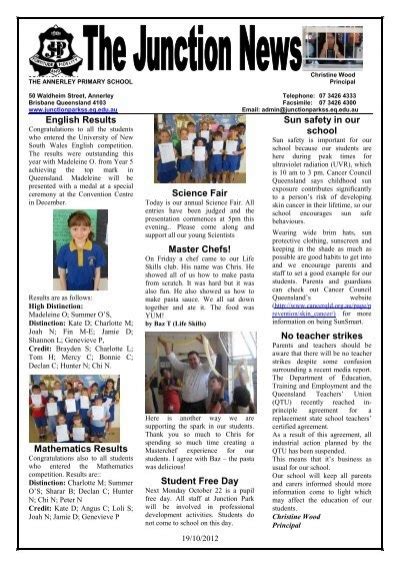 Latest Newsletter Junction Park State School