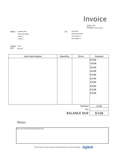 Itemized Invoice Template