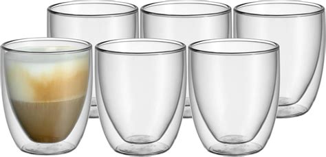 WMF Kult Lot de 6 verres à cappuccino à double paroi 250 ml Effet