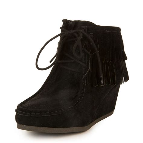 SHIEKH Inout S Wedge Fringe Ankle Boot FD INOUT S BLACK Shiekh