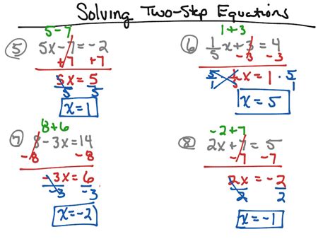 Solving Two Step Equations Math Algebra Solving Equations Showme