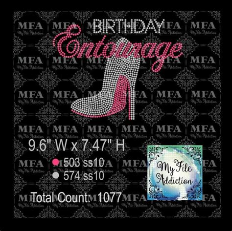 Rhinestone Template Download File Birthday Entourage With Stiletto High