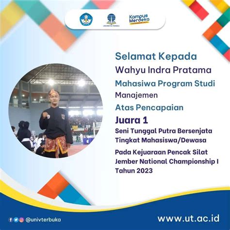 Juara Seni Tunggal Putra Bersenjata Tingkat Mahasiswa Dewasa Pada