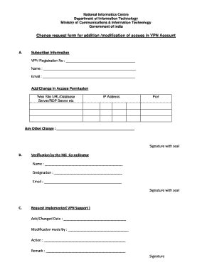 Fillable Online Vpn Nic Change Request Form For Addition Modification