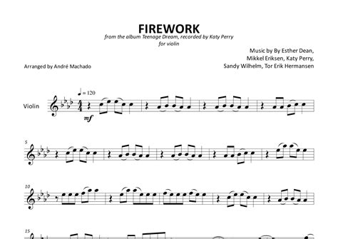 Firework Arr André Machado Sheet Music Katy Perry Violin Solo