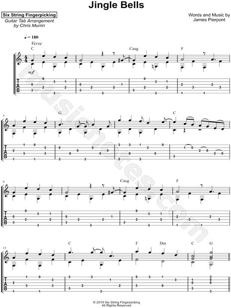 Jingle Bells Fingerstyle Guitar By Digital Sheet Music For Images