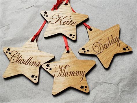 Personalised Wooden Christmas Tree Decorations Etsy Uk