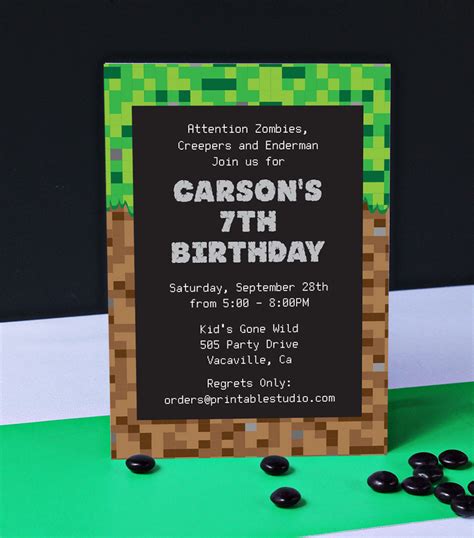 Minecraft Inspired Birthday Party Invitation – 505 Design, Inc