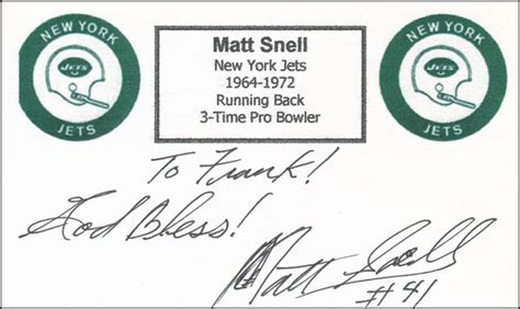 Matt Snell - Autograph Note Signed | HistoryForSale Item 326838