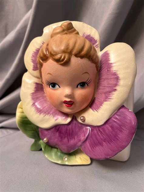 Rare 1960 Napco Girl On Flower Head Vase Etsy