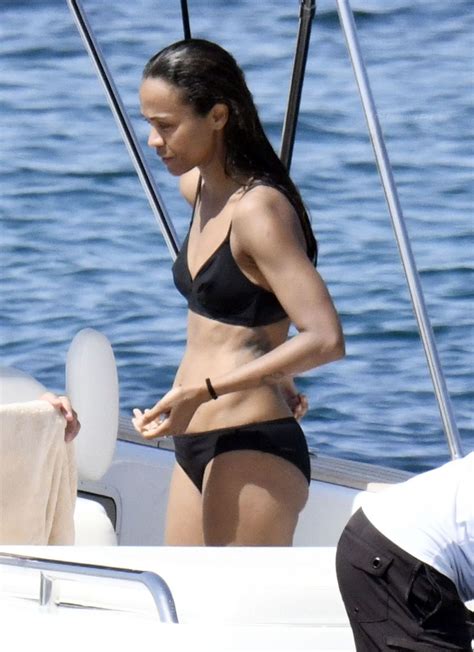 Zoe Saldana In Bikini At A Boat In Italy Hawtcelebs