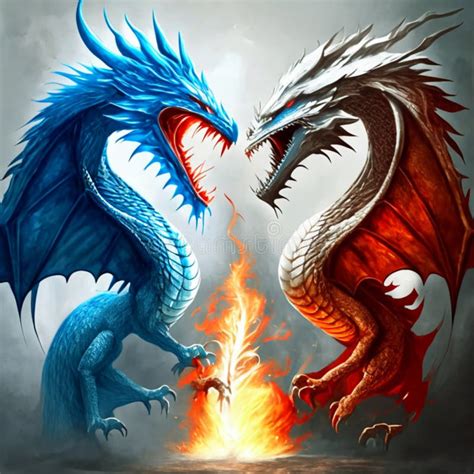 Fire And Ice Dragons Fighting