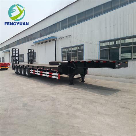 Fengyuan 4 Axles Gooseneck Lowboy Lowbed Semi Truck Trailer Semi