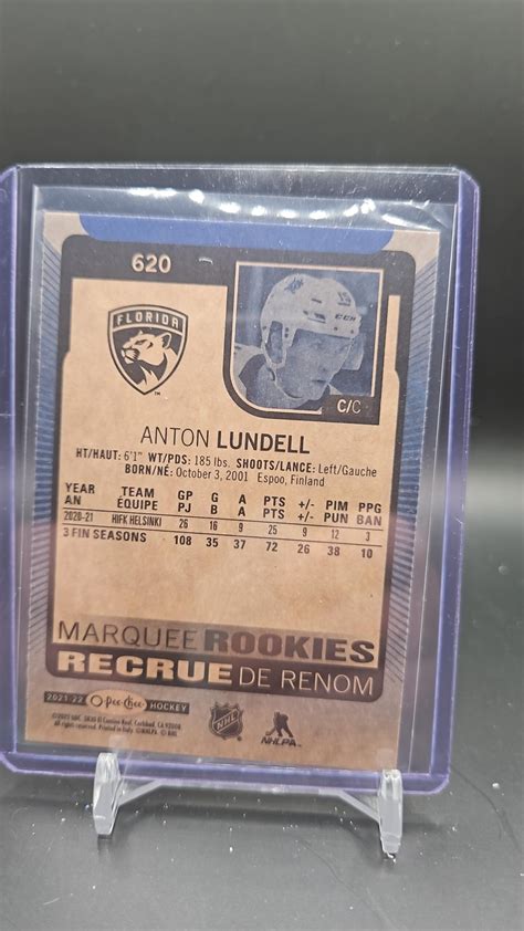 2021 22 OPC UD SERIES 2 MARQUEE ROOKIES ANTON LUNDELL 620 BLUE BORDER