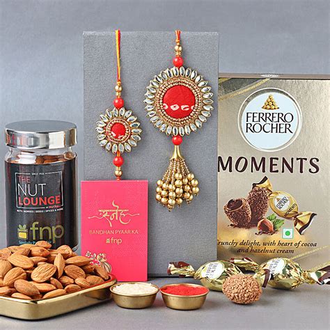 Buy Send Sneh Bandhani Bhaiya Bhabhi Rakhi With Sweet Treats Online FNP