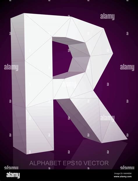 Abstract White 3D Polygonal Uppercase Letter R With Reflection Low