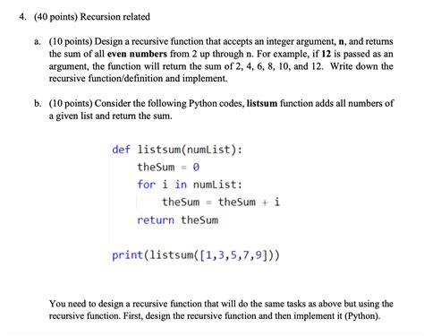 Solved 4 40 Points Recursion Related A 10 Points Chegg