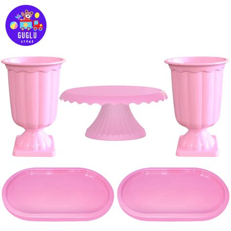 Kit Festa G 1 Boleira Cake Renda 19cm 2 Vasos Gregos E 2 Bandeja