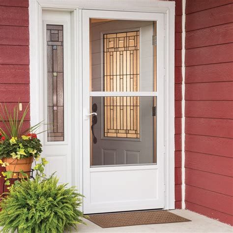 Larson Southport 32 In X 81 In White Mid View Aluminum Storm Door With Handle Included In The