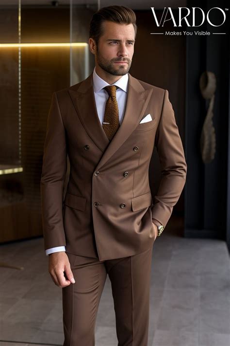 Brown Double Breasted Suit Premium Mens Wedding Suit Tailored Fit The Rising Sun Store Vardo