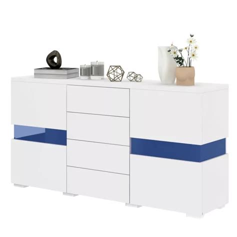 Merax Sideboard Kommode Schrank Anrichte Mit Led Leuchten Hochglanz