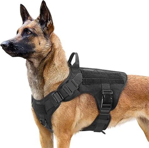 Rabbitgoo Black Tactical Dog Harness Vest Large With Handle Military