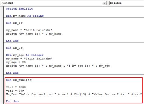 Vba Public Variable How To Declare Public Variables In Vba