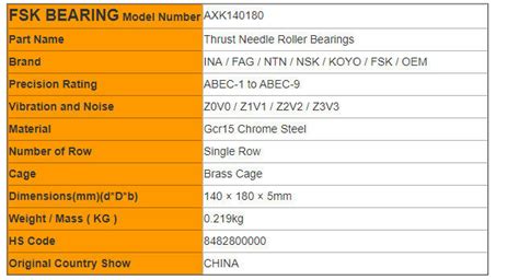 Axk Plane Thrust Needle Roller Bearings For Construction Machinery