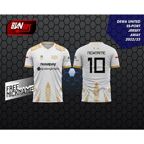 Jual JERSEY DEWA UNITED E SPORT AWAY 2022 2023 FULL PRINTING FREE