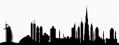 Dubai Skyline Burj Khalifa City Black Silhouette Citypng