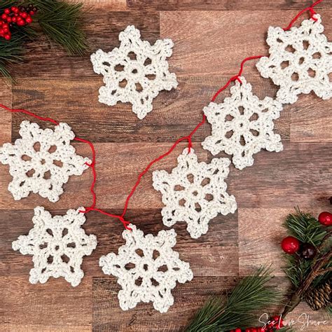 Crochet Snowflake Ornament Garland Free Crochet Pattern