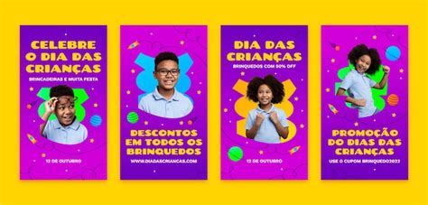 Premium Vector Gradient Dia Das Criancas Instagram Stories Collection