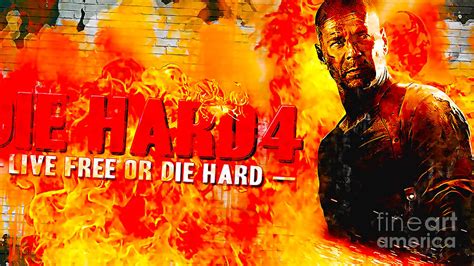 No3459 Live Free Or Die Hard colorful movie poster Digital Art by Aisha ...