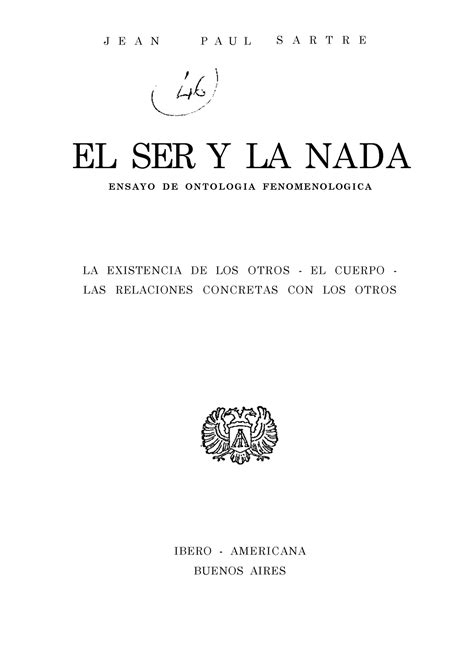 11 Sartre 1943 1961 El Ser y la Nada selección J E A N P A U L