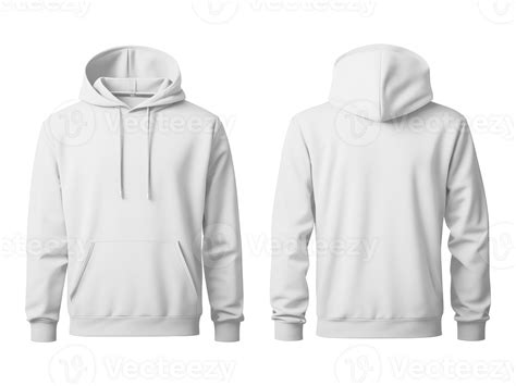 Ai Generated Blank White Hoodie Front And Back View Mockup Isolated On