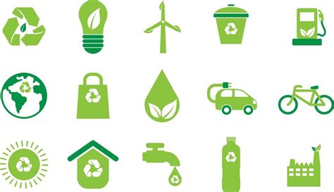 Conjunto De Iconos De Ecología Colección De Iconos Ambientales Verdes Vectoriales En Un Círculo