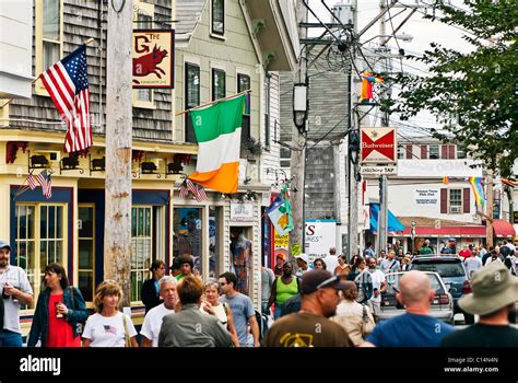 Tourists Shopping Along Commerce Street Provincetown Cape Cod Ma