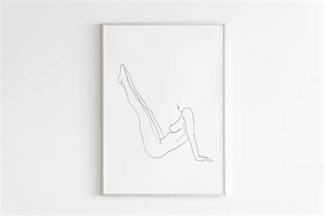 One Line Drawing Naked Feminine Body Wall Art Minimalist Nude Woman