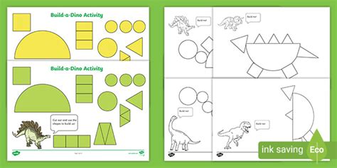 Build A Shape Dinosaur Activity EYLF Maths