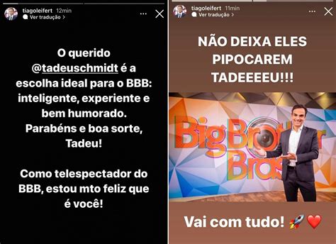 Tiago Leifert Celebra Tadeu Schmidt No Comando Do BBB22 Escolha Certa