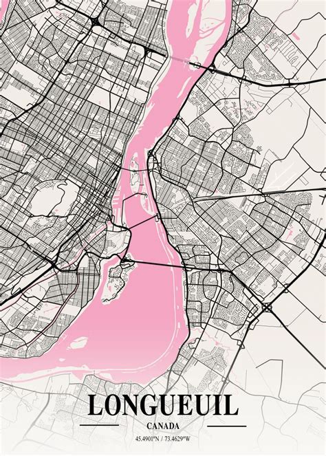 Longueuil Neapolitan Map Poster By Tien Stencil Displate