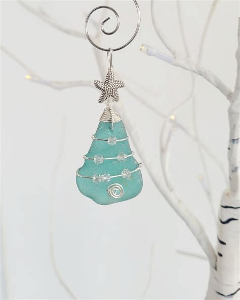 Genuine Sea Glass Christmas Tree Pendantsea Glass Christmas Tree Ornamentcoastal Ornament