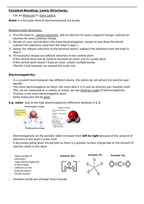 Hl Ib Chemistry Summary Structure Bonding Sigma Pi Bonds