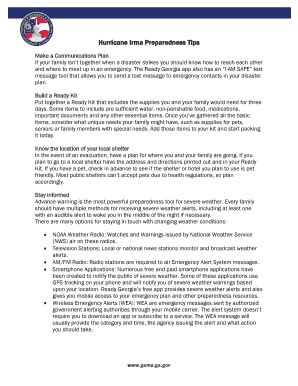 Fillable Online Hurricane Irma Preparedness Tips Fax Email Print