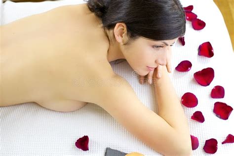 Woman Naked Waiting For Massage In Spa Stock Photo Image Of Lying Face 37959660