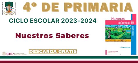 Nuestros Saberes 4º de Primaria Libro SEP 2023 2024