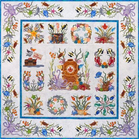 P3 Designs Octopus Garden Ocean Applique Quilt Pattern Set Applique