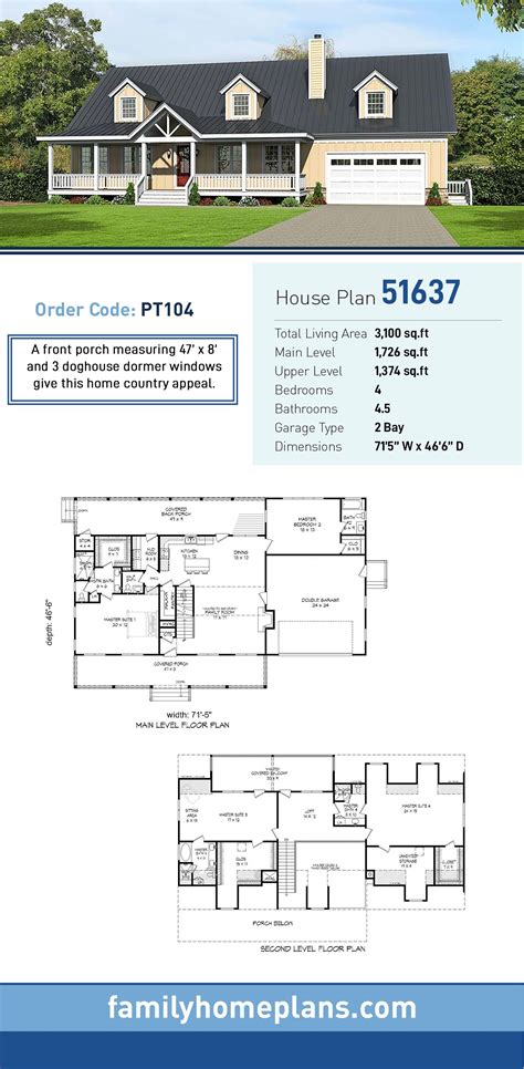 Country House Plans with Four HUGE Master Bedrooms | Southern house ...